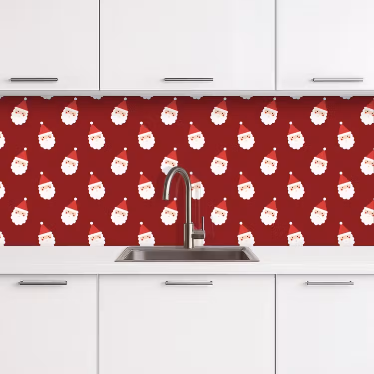 Küchenrückwand - Weihnachtsmann – Weihnachten – Rot — 4