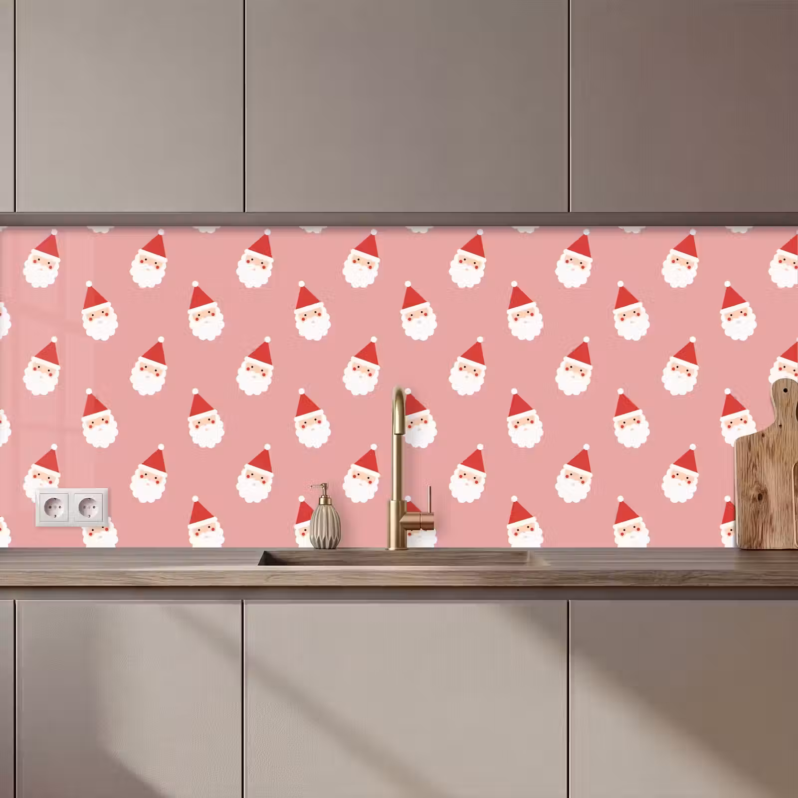 Küchenrückwand - Weihnachten – Weihnachtsmann – Rosa — 1