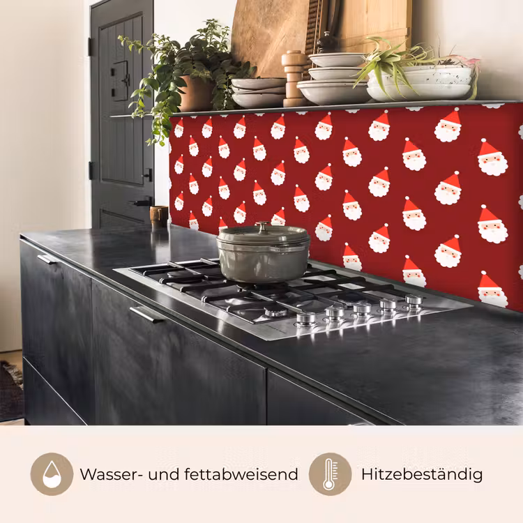 Küchenrückwand - Weihnachten – Weihnachtsmann – Rot — 5