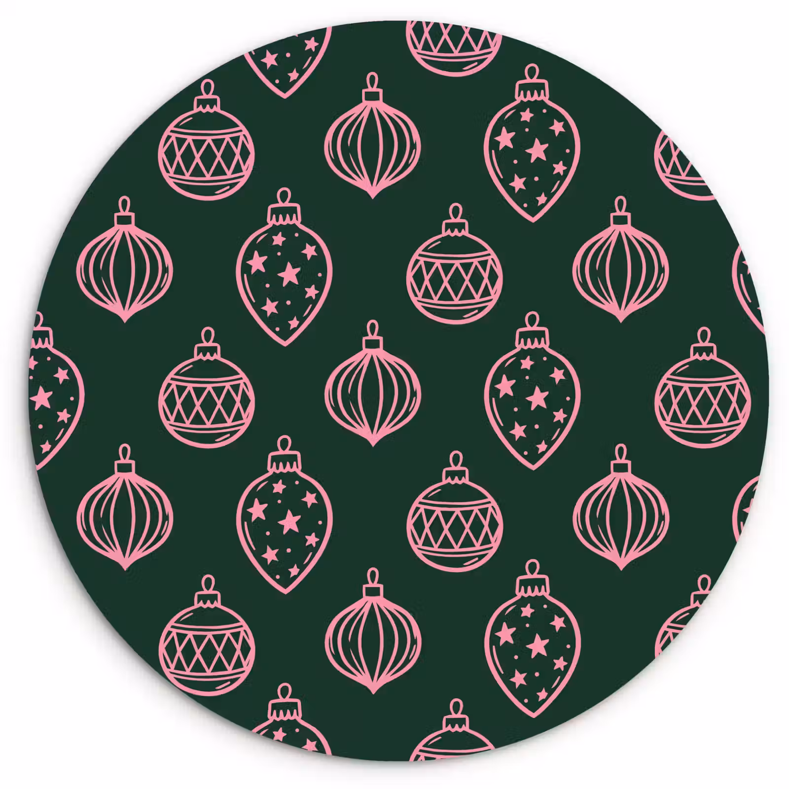 Forexbild Rund - Weihnachtskugel – Rosa – Grün — 1