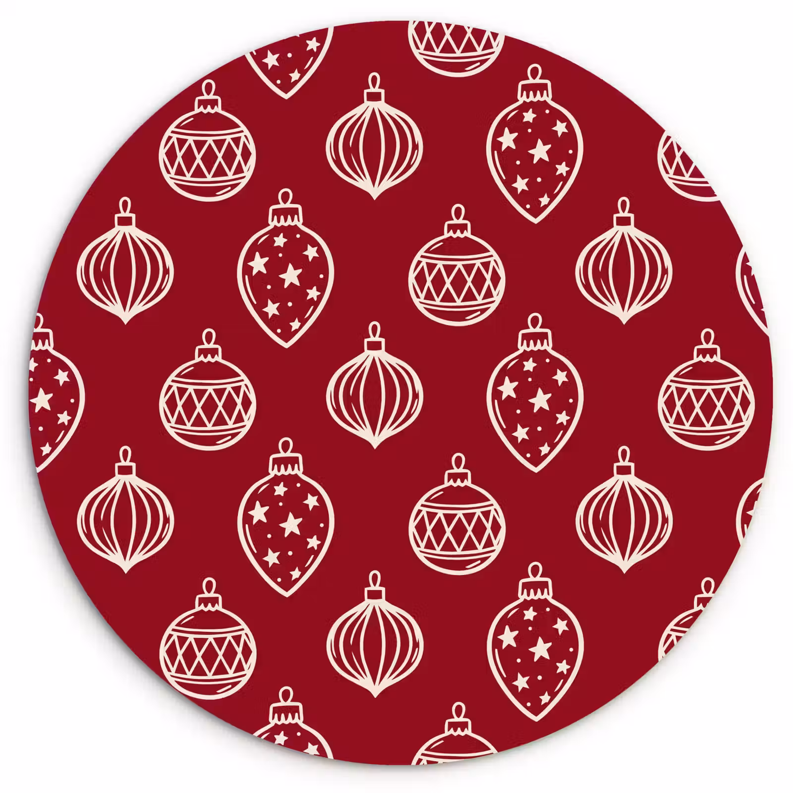 Forexbild Rund - Weihnachtskugel – Rot – Cremefarben — 1