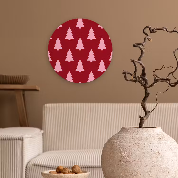 Forexbild Rund - Weihnachtsbaum – Burgunderrot – Rosa — 2