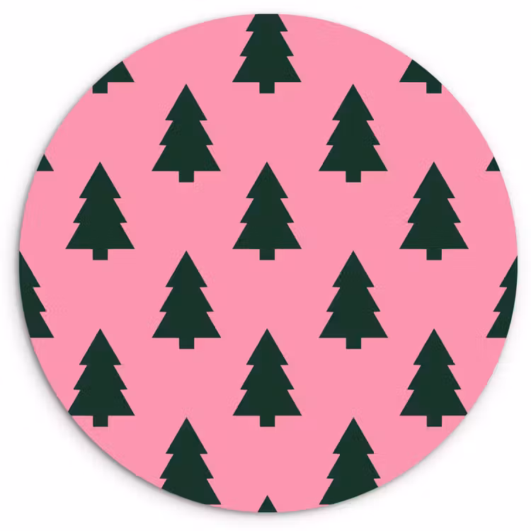 Forexbild Rund - Weihnachtsbaum – Rosa – Grün — 1