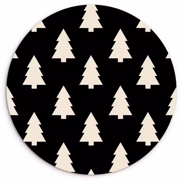 Forexbild Rund - Weihnachtsbaum – Schwarz – Weiß — 1