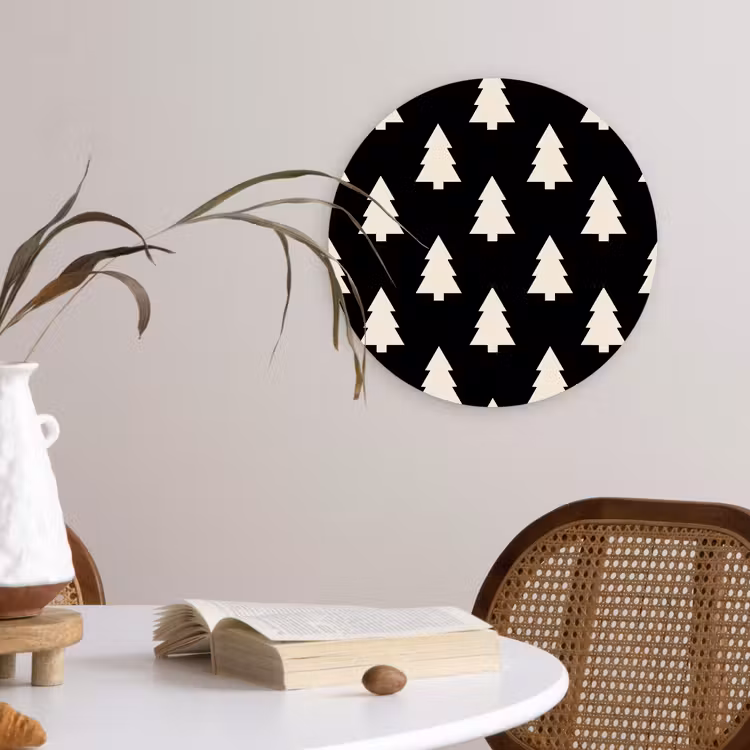 Forexbild Rund - Weihnachtsbaum – Schwarz – Weiß — 4