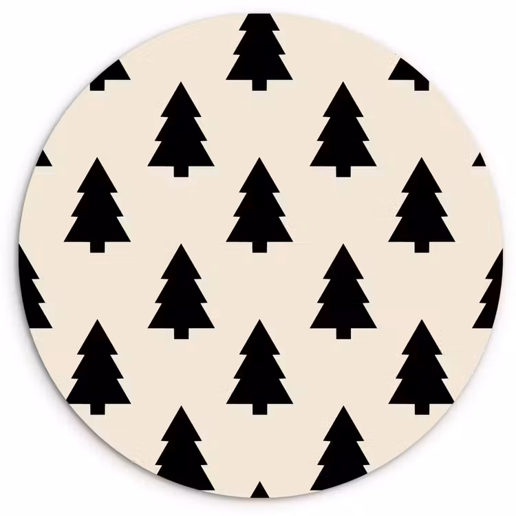 Forexbild Rund - Weihnachtsbaum – Weiß – Schwarz — 1