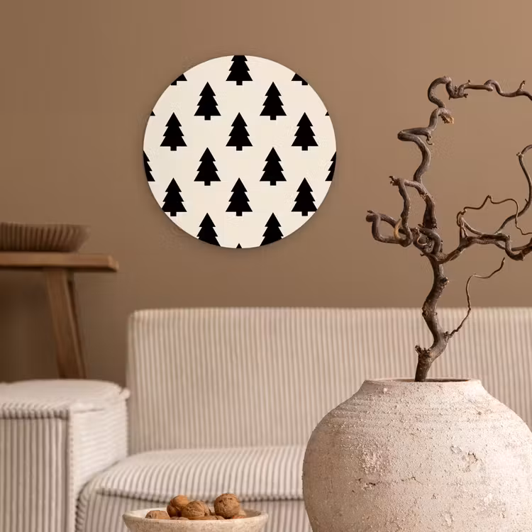 Forexbild Rund - Weihnachtsbaum – Weiß – Schwarz — 2
