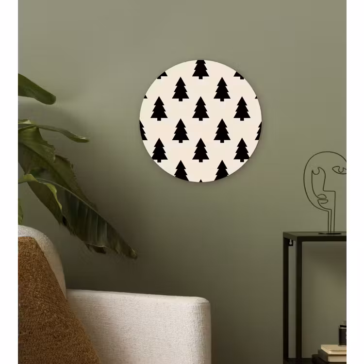 Forexbild Rund - Weihnachtsbaum – Weiß – Schwarz — 3