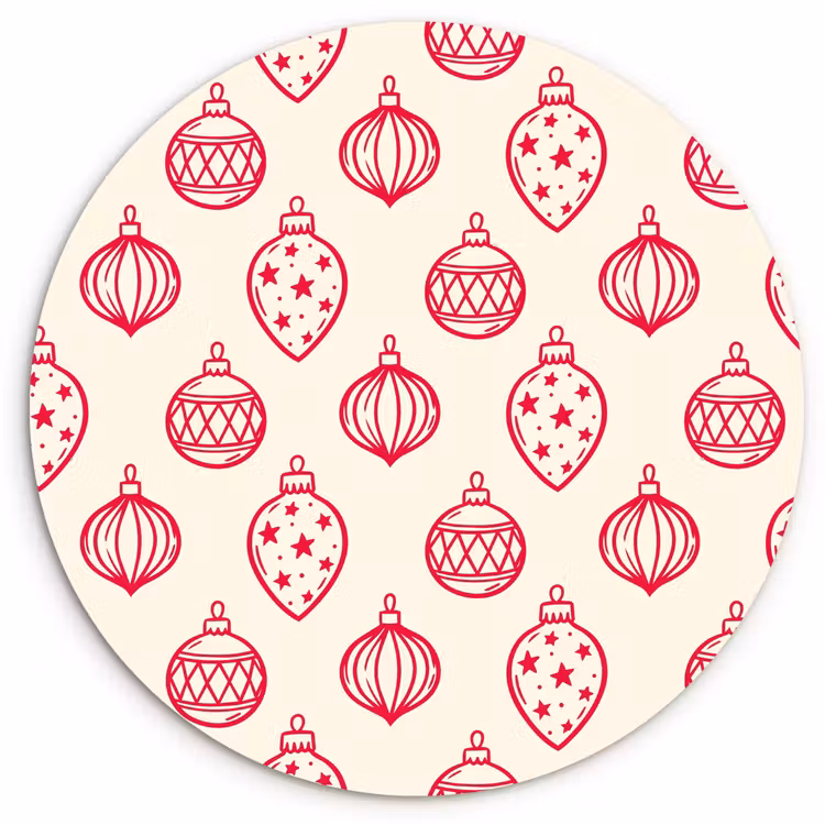 Forexbild Rund - Weihnachtskugel – Creme – Rot — 1