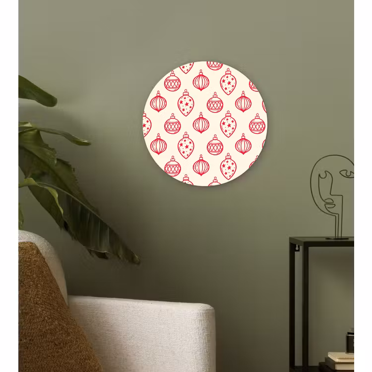 Forexbild Rund - Weihnachtskugel – Creme – Rot — 3