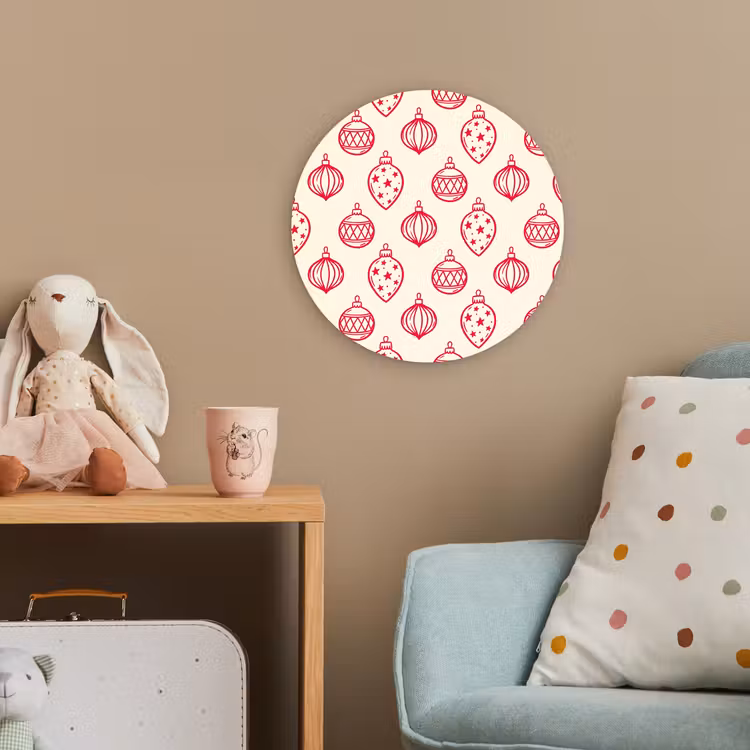 Forexbild Rund - Weihnachtskugel – Creme – Rot — 5