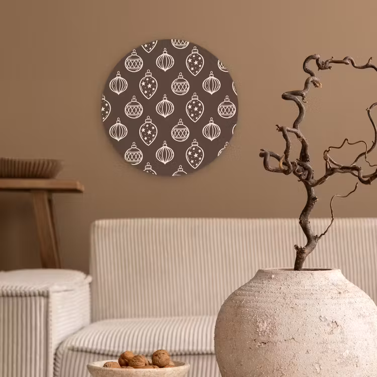 Forexbild Rund - Weihnachtskugel – Grau – Cremefarben — 2