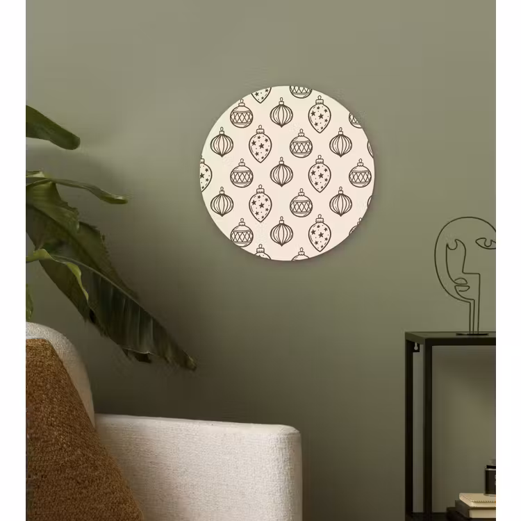 Forexbild Rund - Weihnachtskugel – Grün – Cremefarben — 3