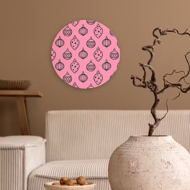 Forexbild Rund - Weihnachtskugel – Grün – Rosa — 2