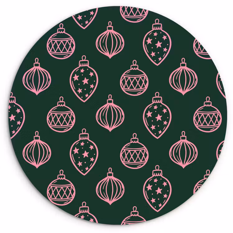 Forexbild Rund - Weihnachtskugel – Rosa – Grün — 1