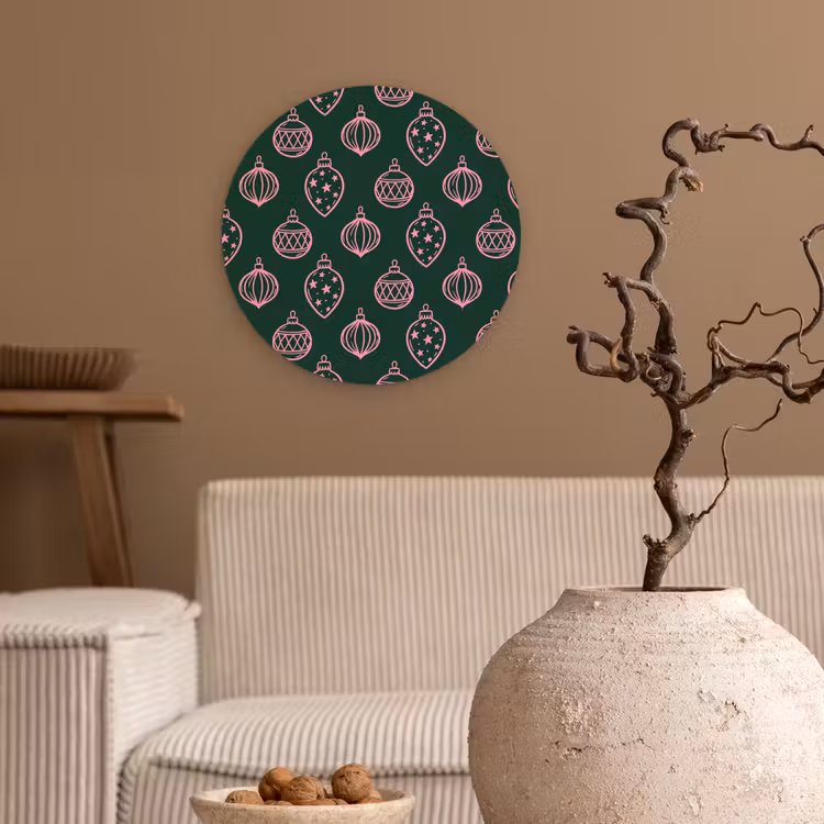 Forexbild Rund - Weihnachtskugel – Rosa – Grün — 2
