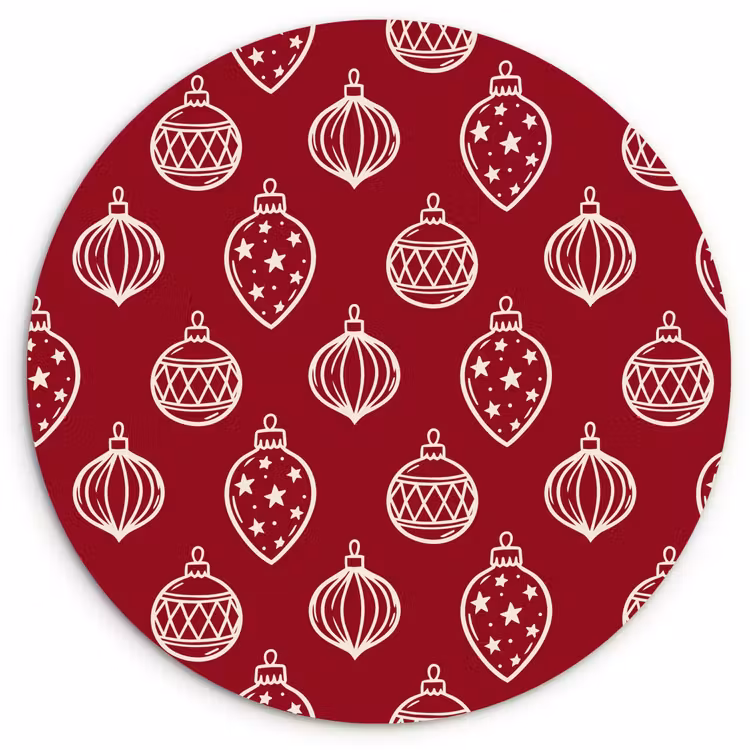 Forexbild Rund - Weihnachtskugel – Rot – Cremefarben — 1