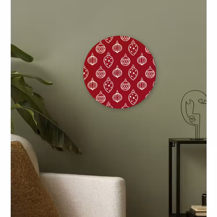 Forexbild Rund - Weihnachtskugel – Rot – Cremefarben — 3