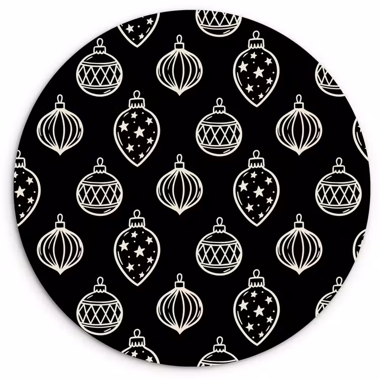 Forexbild Rund - Weihnachtskugel – Weiß – Schwarz — 1