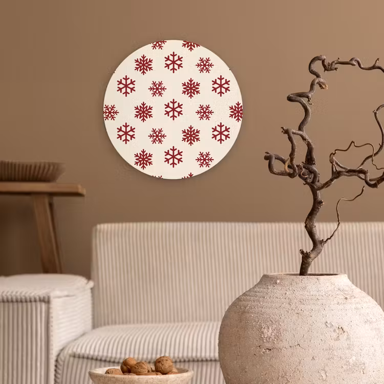 Forexbild Rund - Schneeflocke – Creme – Rot — 2