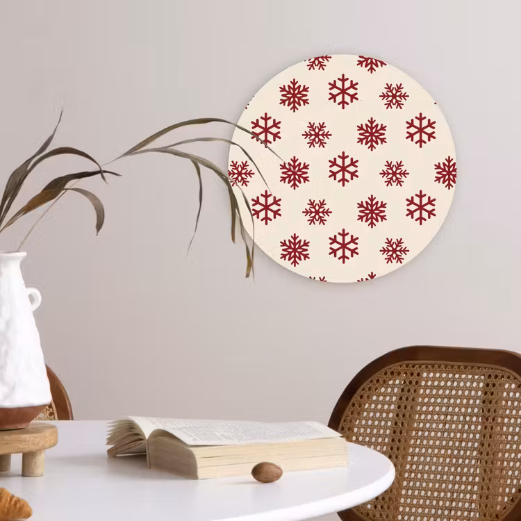 Forexbild Rund - Schneeflocke – Creme – Rot — 4