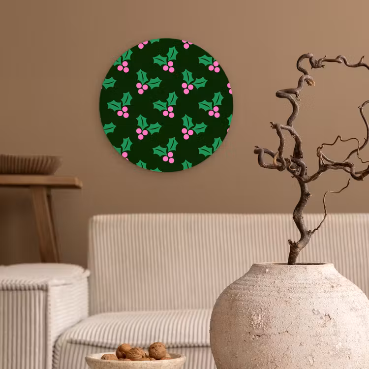 Forexbild Rund - Stechpalme – Grün – Rosa – Weihnachten — 2