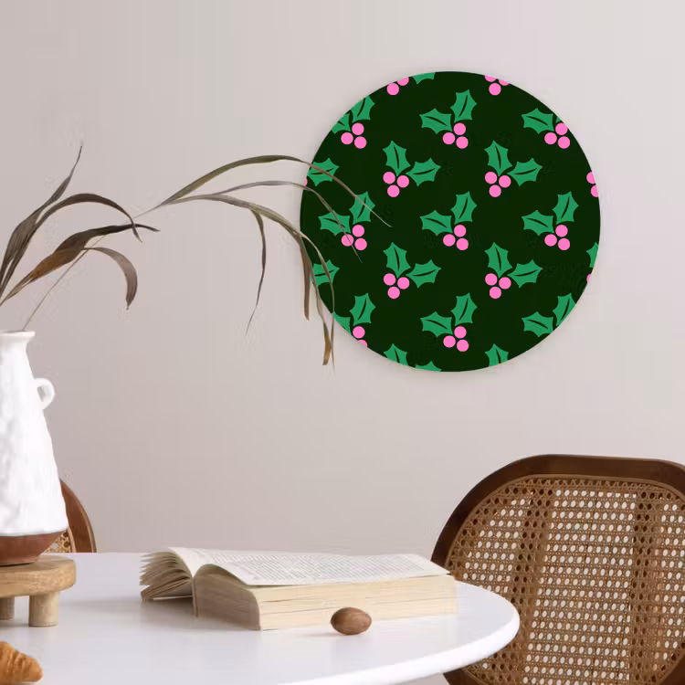 Forexbild Rund - Stechpalme – Grün – Rosa – Weihnachten — 4