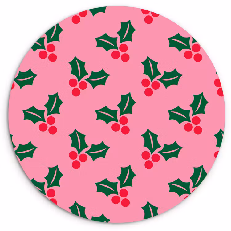 Forexbild Rund - Stechpalme – Weihnachten – Rosa — 1