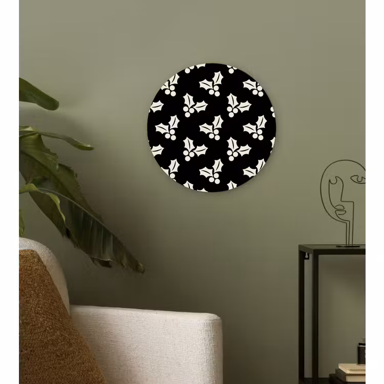 Forexbild Rund - Weihnachten – Schwarz – Weiß – Stechpalme — 3