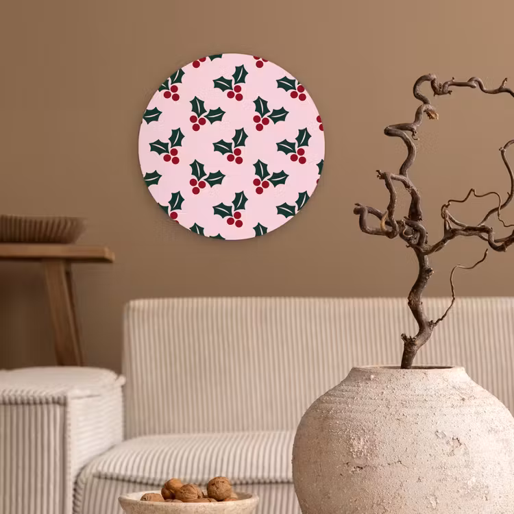 Forexbild Rund - Weihnachten – Stechpalme – Grün – Rosa — 2