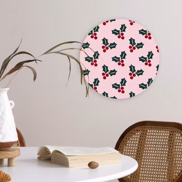 Forexbild Rund - Weihnachten – Stechpalme – Grün – Rosa — 4