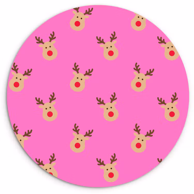 Forexbild Rund - Rentiere – Weihnachten – Neon – Rosa — 1
