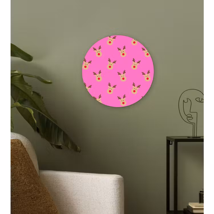 Forexbild Rund - Rentiere – Weihnachten – Neon – Rosa — 3