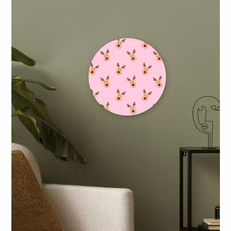 Forexbild Rund - Rentiere – Weihnachten – Rosa — 3