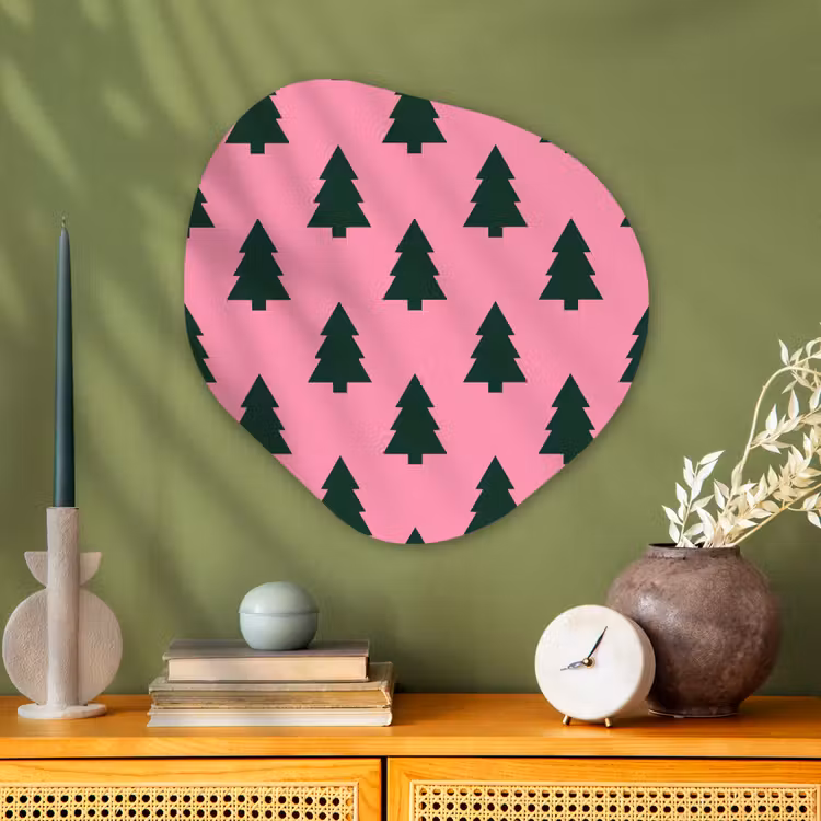Alu-Dibond-Bild Organische Form - Weihnachtsbaum – Rosa – Grün — 2