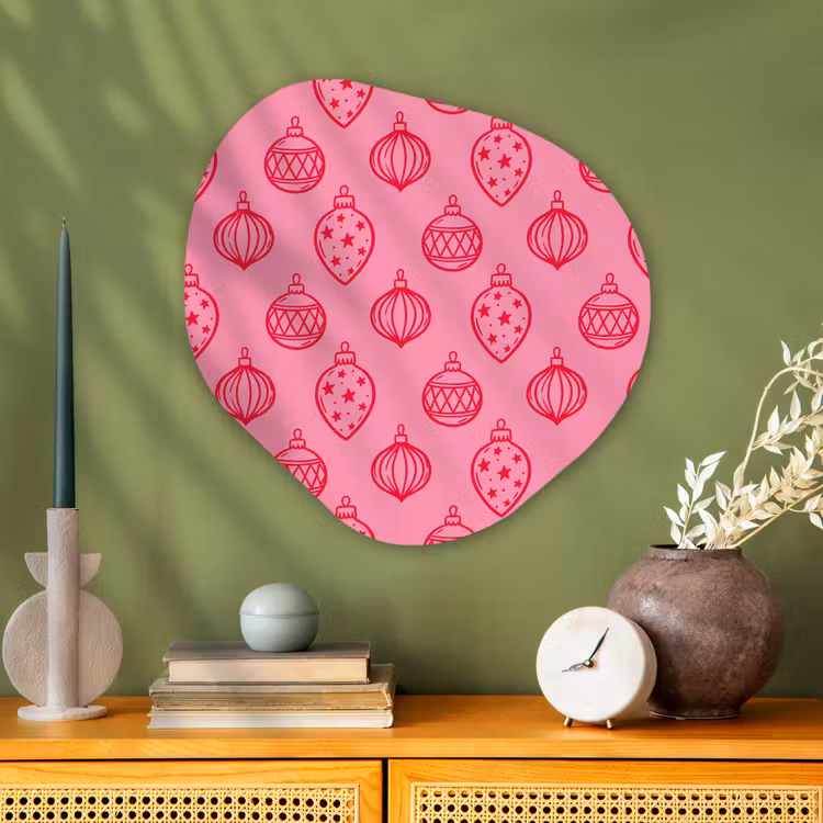 Alu-Dibond-Bild Organische Form - Weihnachtskugel – Rosa – Rot — 2