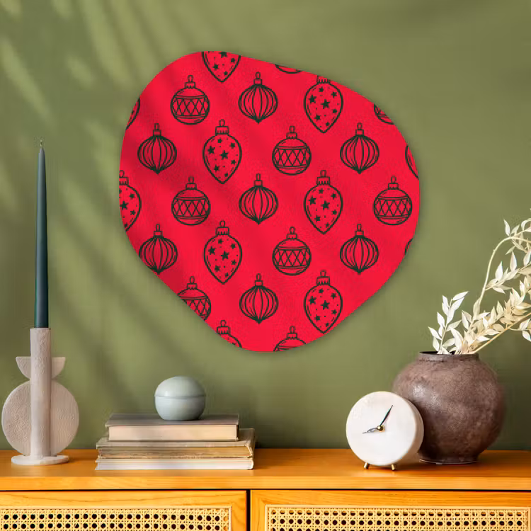 Alu-Dibond-Bild Organische Form - Weihnachtskugel – Grün – Rot — 2