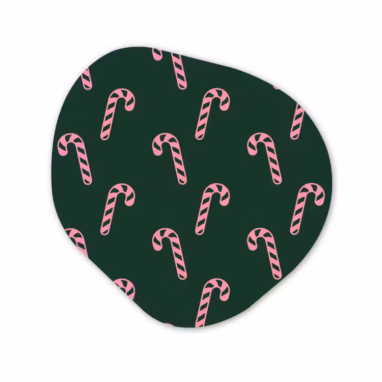 Alu-Dibond-Bild Organische Form - Weihnachten – Rosa – Grün – Zuckerstange — 1