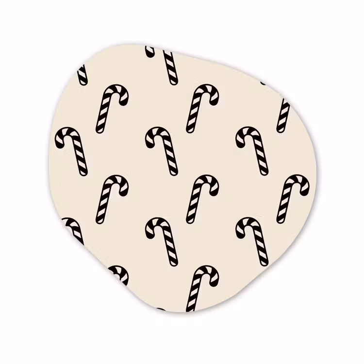 Alu-Dibond-Bild Organische Form - Weihnachten – Schwarz – Creme – Zuckerstange — 1