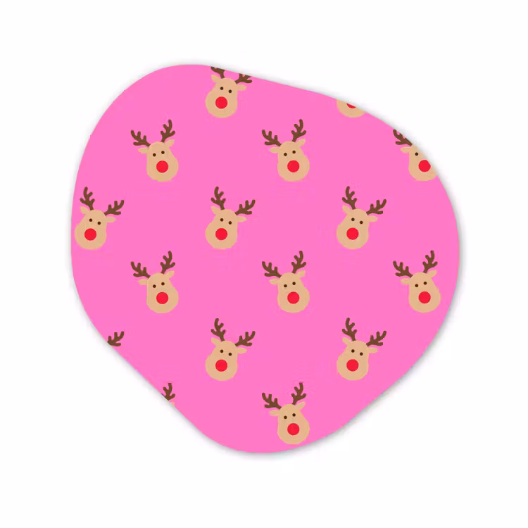 Alu-Dibond-Bild Organische Form - Rentiere – Weihnachten – Neon – Rosa — 1