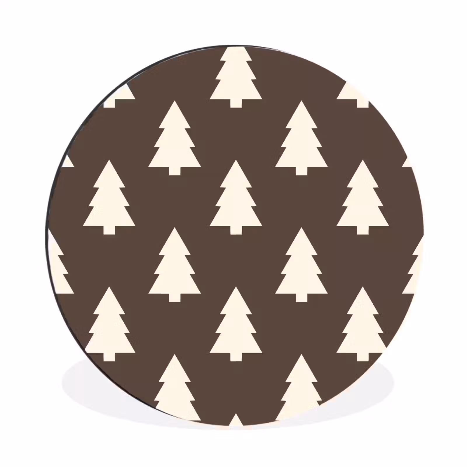 Alu-Dibond-Bild Rund - Weihnachtsbaum – Grau – Cremefarben — 1