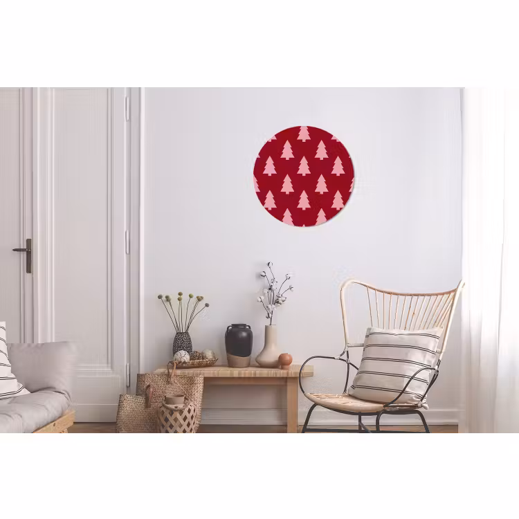 Alu-Dibond-Bild Rund - Weihnachtsbaum – Burgunderrot – Rosa — 2