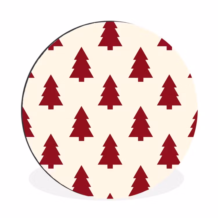 Alu-Dibond-Bild Rund - Weihnachtsbaum – Creme – Rot — 1