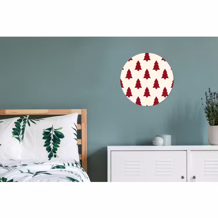 Alu-Dibond-Bild Rund - Weihnachtsbaum – Creme – Rot — 5