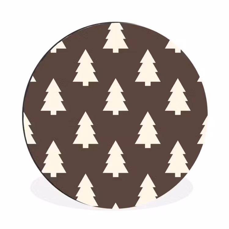 Alu-Dibond-Bild Rund - Weihnachtsbaum – Grau – Cremefarben — 1