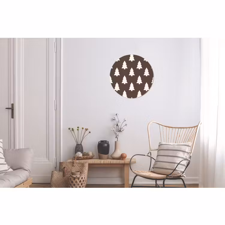 Alu-Dibond-Bild Rund - Weihnachtsbaum – Grau – Cremefarben — 2
