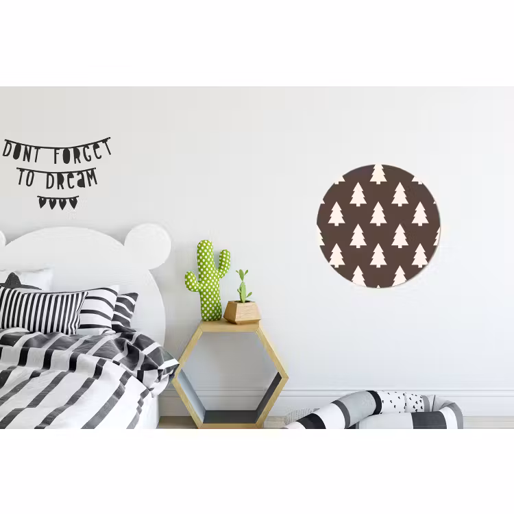 Alu-Dibond-Bild Rund - Weihnachtsbaum – Grau – Cremefarben — 4