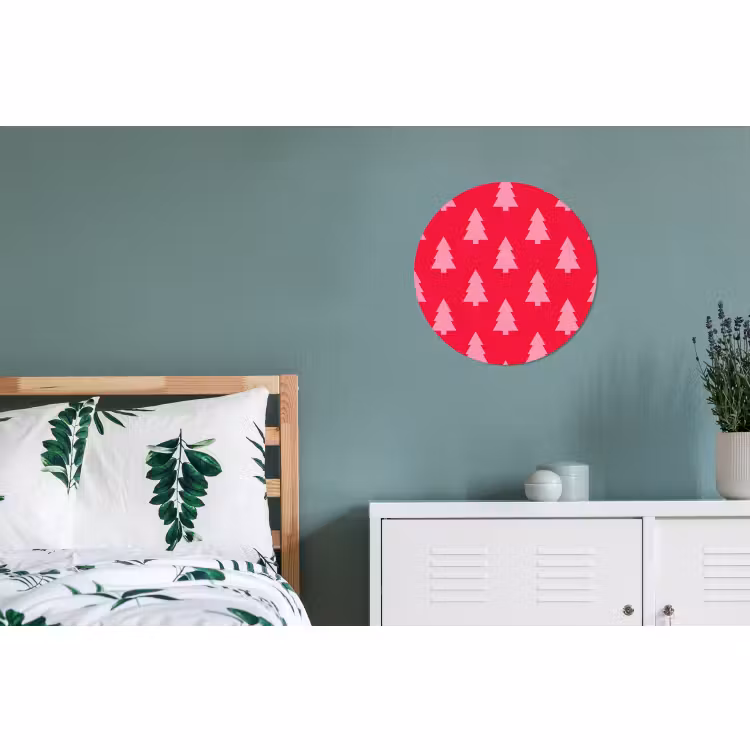 Alu-Dibond-Bild Rund - Weihnachtsbaum – Rosa – Rot — 5