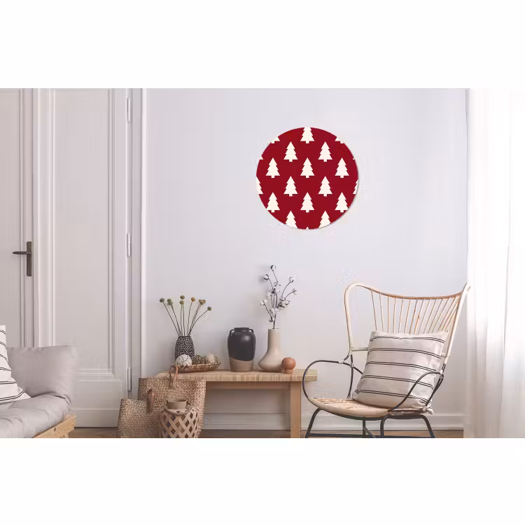 Alu-Dibond-Bild Rund - Weihnachtsbaum – Rot – Weiß — 2