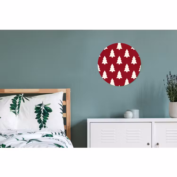 Alu-Dibond-Bild Rund - Weihnachtsbaum – Rot – Weiß — 5